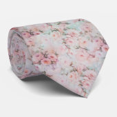 Cravate Fleurs roses élégantes turquoises romantiques de (Roulé)