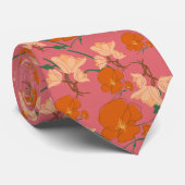 Cravate fleurs roses et orange (Roulé)