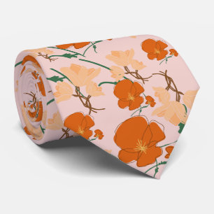 Cravate fleurs roses et orange