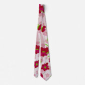 Cravate Fleurs roses et rouges - Floral (Dos)