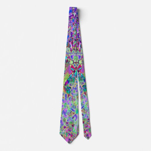 Cravate Fleurs roses et violettes Abstraites (Devant)