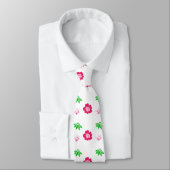 Cravate fleurs roses,feuilles vertes, joli motif (Attaché)