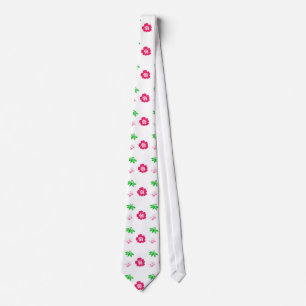 Cravate fleurs roses,feuilles vertes, joli motif
