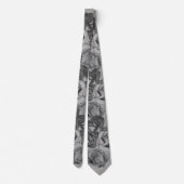 Cravate fleurs roses gris et bourgeons roses monochrome fl (Dos)