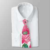 Cravate Fleurs roses Peintes Mignonnes Design Blanc Élégan (Attaché)