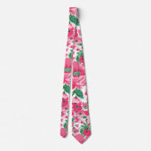 Cravate Fleurs roses Peintes Mignonnes Design Blanc Élégan (Dos)