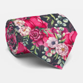 Cravate Fleurs roses rouges (Roulé)