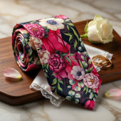 Cravate Fleurs roses rouges