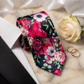 Cravate Fleurs roses rouges