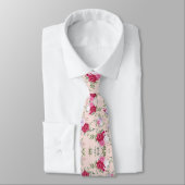 Cravate Fleurs roses rouges Motif Art (Attaché)