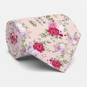 Cravate Fleurs roses rouges Motif Art