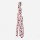 Cravate Fleurs roses rouges Motif Art (Dos)