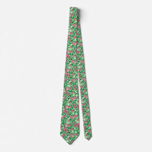 Cravate Fleurs roses sur un pâle - arrière - plan vert (Devant)