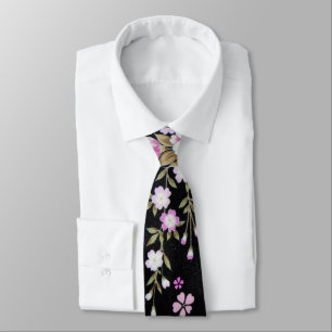 Cravate Fleurs roses tombantes en cascade