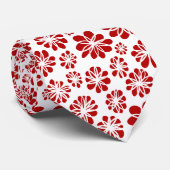 Cravate Fleurs - Rouge rubis sur blanc (Roulé)
