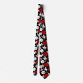 Cravate Fleurs rouges, blanches sur le noir. (Dos)