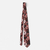 Cravate Fleurs rouges bordeaux sur un brun foncé (Dos)