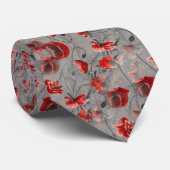 Cravate Fleurs rouges de pavot pour hommes sur Grey Botani (Roulé)