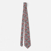 Cravate Fleurs rouges sur gris (Dos)