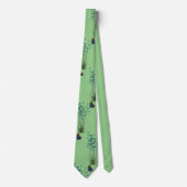 Cravate Fleurs sauvages avec papillon sur Sage Green (Devant)