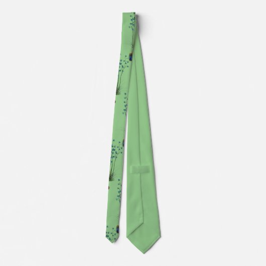 Cravate Fleurs sauvages avec papillon sur Sage Green (Dos)