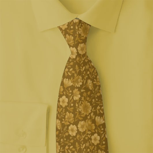 Cravate Fleurs sauvages caramel