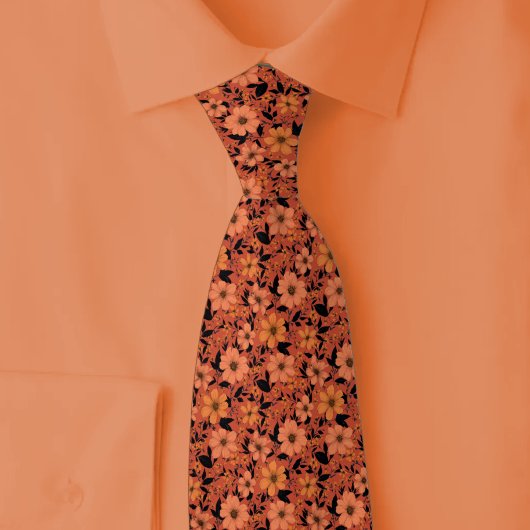Cravate Fleurs sauvages de corail foncé