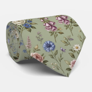 Cravate Fleurs sauvages en soie fausse Jardin anglais Ge