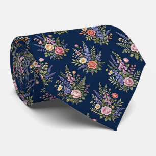Cravate Fleurs sauvages Faux soie Gentleman jardin angla