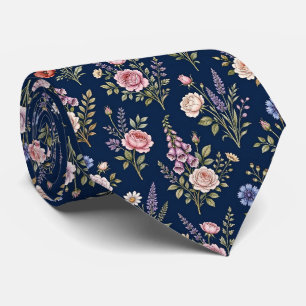 Cravate Fleurs sauvages Faux soie Gentleman jardin angla