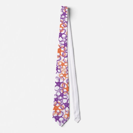 Cravate Fleurs sauvages orange et violet (Devant)