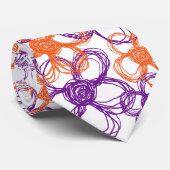 Cravate Fleurs sauvages orange et violet (Roulé)