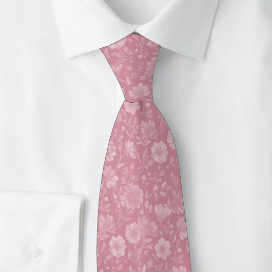 Cravate Fleurs sauvages Rose Poussiéreuse