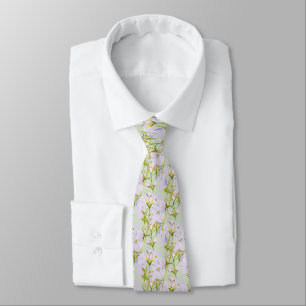 Cravate fleurs sauvages sur fond vert sauge