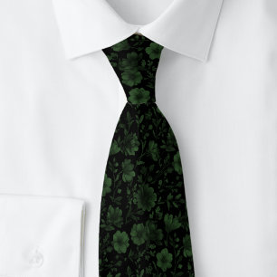 Cravate Fleurs sauvages vert chasseur