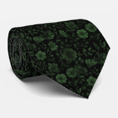 Cravate Fleurs sauvages vert chasseur (Roulé)