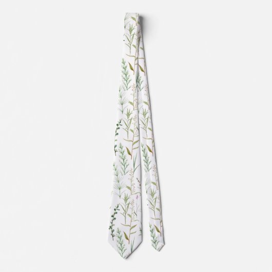 Cravate Fleurs sauvages vertes (Devant)