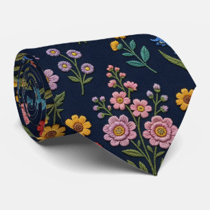 Cravate Fleurs sauvages vintage   Dessin de broderie fauss