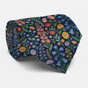 Cravate Fleurs sauvages vintage   Dessin de fausse broderi