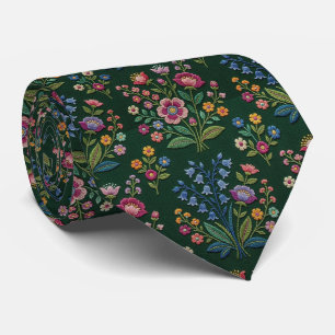 Cravate Fleurs sauvages vintage   Dessin de fausse broderi