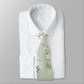 Cravate Fleurs sensibles sur le vert sauge (Attaché)