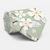 Cravate Fleurs sensibles sur le vert sauge (Roulé)