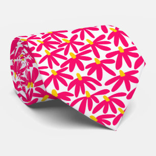 Cravate Fleurs stylisées - Crimson, ambre et blanc