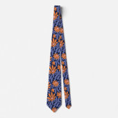 Cravate Fleurs super en gras - bleu orange (Devant)