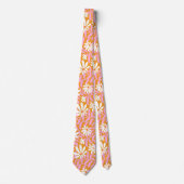 Cravate Fleurs super en gras - jaune et rose (Devant)