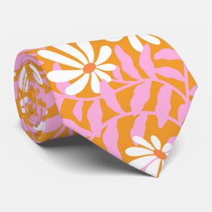 Cravate Fleurs super en gras - jaune et rose