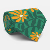 Cravate Fleurs super en gras - vert et orange (Roulé)