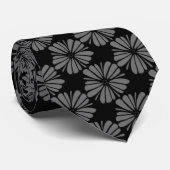 Cravate Fleurs sur noir (Roulé)