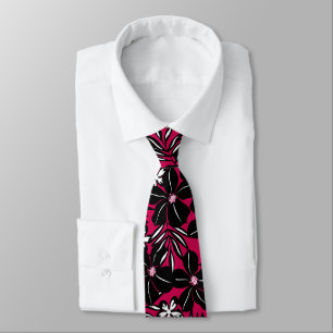Cravate Fleurs tropicales en rouge