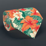 Cravate Fleurs tropicales hawaïennes et motifs feuille<br><div class="desc">Ambiance hawaïenne colorée et esthétique avec fleurs tropicales et motif feuille.</div>